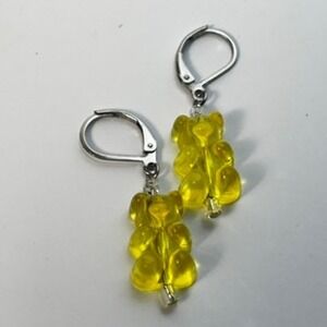 Gummy Bear Earrings Yellow Acrylic Statement Boho Y2K Streetwear Whimsygoth